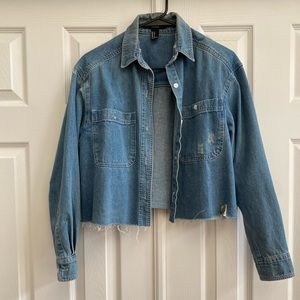 Forever 21 Cropped Denim Jacket Small